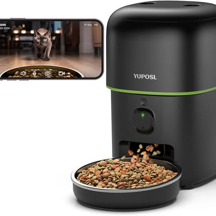 Automatic Cat Feeder with Camera - 5G WiFi Auto Cat Food Dispenser, 1080P HD Video with Night Vision, 1-15 Meals, 1-99 Portions, 2-Way Audio, Keeps Food Fresh, Timed Pet Feeder Also for Dogs