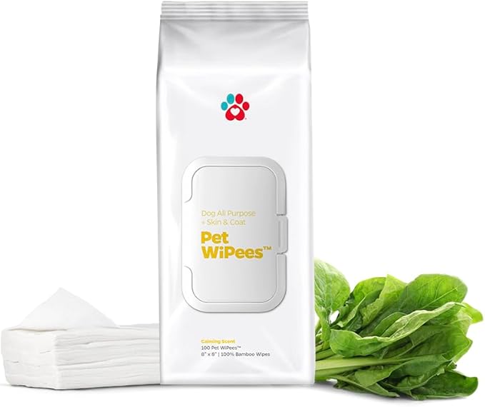 Dog All Purpose + Skin & Coat Pet WiPees™ – 100 All Natural Cleaning & Moisturizing Dog Wipes for Paws, Folds & Fur, Dog Lotion Alternative, Daily Pet Wipes for Skin & Coat Health (Calming, 100ct)