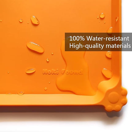 Hoki Found L Silicone Non Slip Pet Dog Cat Bowl Mats - Placemat - Feeding Mat - Waterproof - For Carpet - Orange