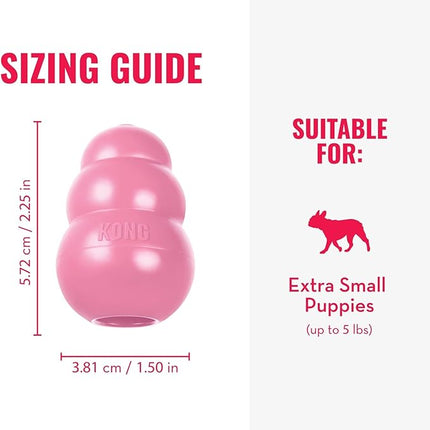 KONG Puppy - Natural Teething Rubber Chew Toy for Dogs - Stuffable Dog Toy for Extended Playtime - Chew & Fetch Toy for Puppies - for XS Puppies - Pink