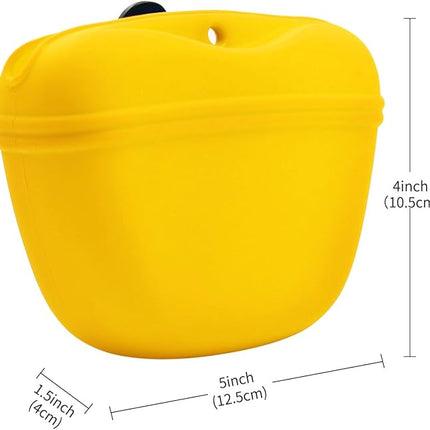AUDWUD Silicone Dog Treat Pouch,with Dog Training Clicker,Clip on Portable Training Container,Convenient Magnetic Buckle Closing and Upgraded Waist Clip for Enhanced Stability
