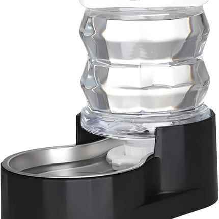 RIZZARI Dog Food Water Dispenser: 4L Large Black Stainless Steel Feeder with Triple Filter -Healthy Hydration for Pets in The Living Room - Garden and Study Room