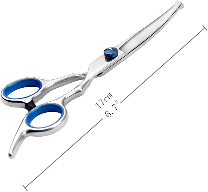 Curved Dog Grooming Scissors,Pet Hair Scissors with Safety Round Tips, Heavy Duty Titanium Stainless Steel, Professional Dogs Cats Pets Grooming Shears