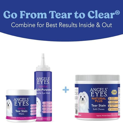 Angels' Eyes Natural Tear Stain Prevention Soft Chews for Dogs | Beef Flavor| for All Breeds | No Wheat No Corn | Daily Supplement | Proprietary Formula | 90ct