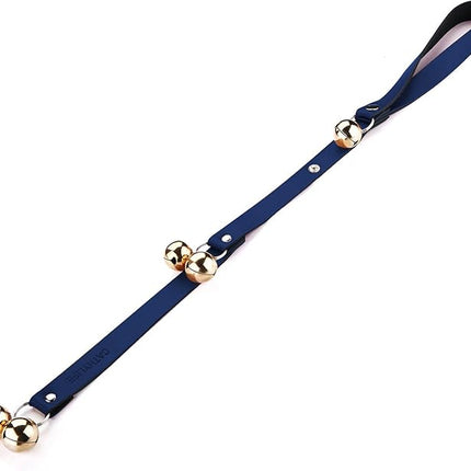 Leather Dog Doorbells for Door Knob/Potty Training/Go Outside, Length Adjustment Copper Dog Bell, Housetraining Hanging Bell, Blue Leather Golden Bells.