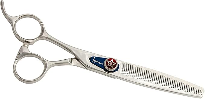Kenchii Five Star Offset Lefty Professional Dog Grooming Shears, 46 Tooth Tinner Shears, Light Weight, Heavy Duty Pet Grooming Scissor for Dogs, Cats