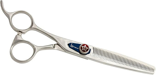 Kenchii Five Star Offset Lefty Professional Dog Grooming Shears, 46 Tooth Tinner Shears, Light Weight, Heavy Duty Pet Grooming Scissor for Dogs, Cats