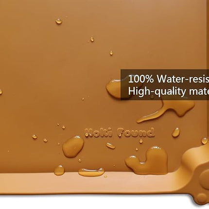 Hoki Found X-Large Silicone Pet Feeding Mats - Non-Slip Dog Cat Bowl Placemats - Waterproof - For Carpet - Butterscotch