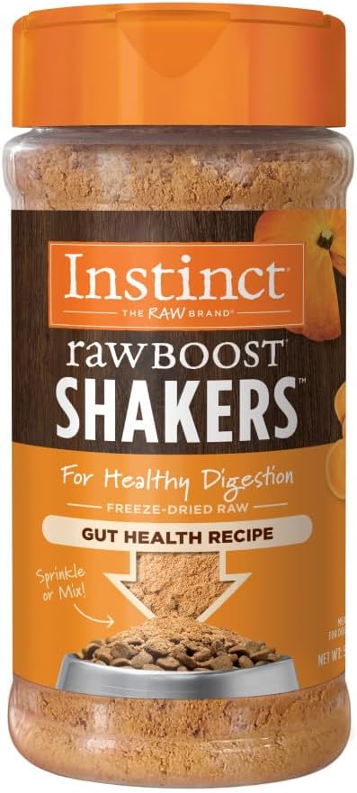 Instinct Raw Boost Shakers, Freeze-Dried Powder, Dog Food Topper, Chicken - Gut Health, 5.5 oz. Bottle