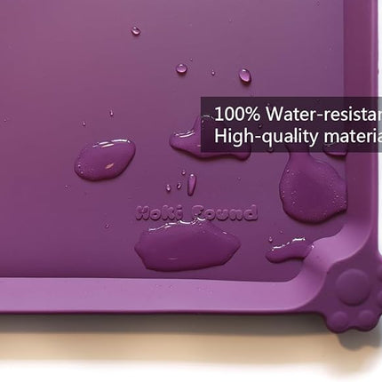 Hoki Found Waterproof Pet Feeding Mats with High Lips, Multiple Size and Colors for Dogs, Cats & Others -Eggplant