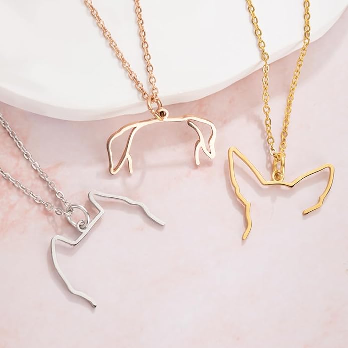 AILIN Stainless Steel Dog Necklace For Women Custom Dog Ear Pendant Necklace For Her Personalized Cat Silhouette Necklace For Mom Pet Jewelry Memorial Gifts