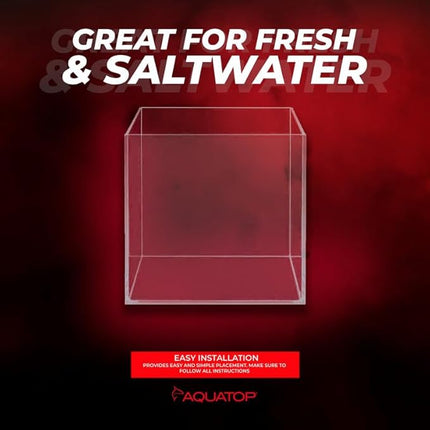 Aquatop High Clarity Low Iron Glass Cube Aquarium, 4.12 Gal – 5mm Thick Glass – Slim Design – Fresh & Saltwater – Desktop Tank with Silicone Sealing