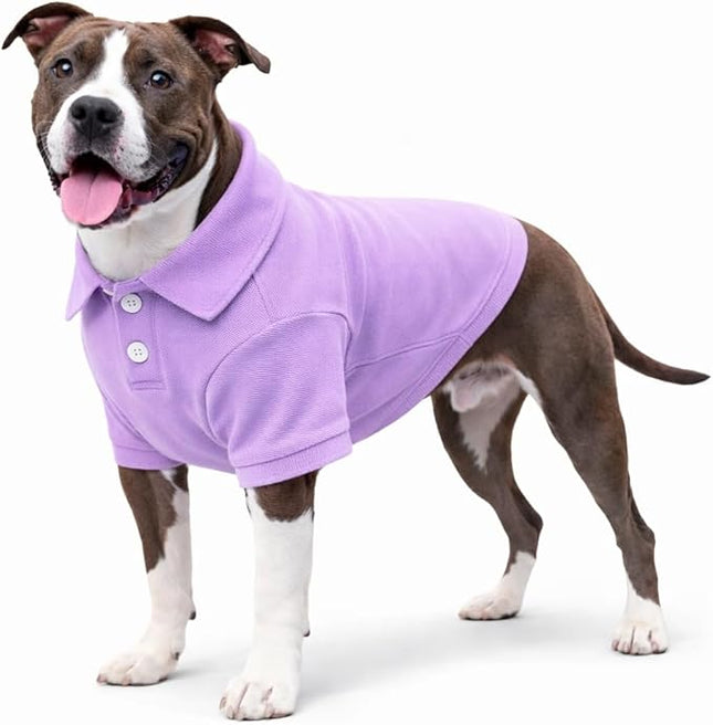 lovelonglong Basic Dog Polo Shirts Premium Cotton, Polo T-Shirts for Large Medium Small Dogs with a Two-Button Collar Blank Color Violet L