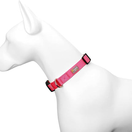 Dog Collar Hot Pink Basic Dog Collars with Breathable Quick Release Nylon Pet Collar for Puppy Small Medium Large Dogs Girl