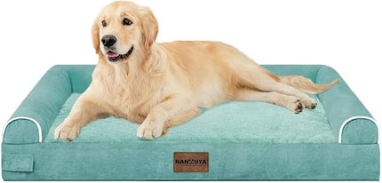 Large Dog Bed Orthopedic Washable: Beds Bolster XL Bed Medium Large Dogs Egg Crate Foam Couch Sofa Waterproof with Removable Cover - Aqua Blue