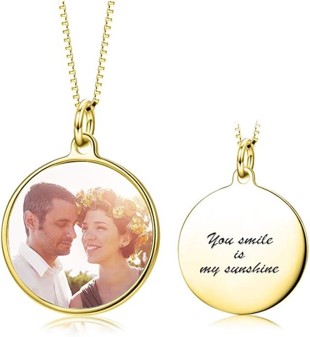 LONAGO Full Color Photo Picture Personalized Necklace Custom Etched Dog Tag Image Pendant with Message Name