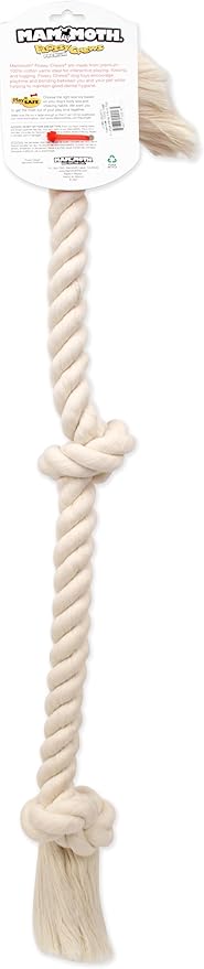 Flossy Chews 100-Percent Cotton White 3-Knot Rope Tug, X-Large, 36-Inch