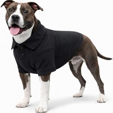 lovelonglong Basic Dog Polo Shirts Premium Cotton, Polo T-Shirts for Large Medium Small Dogs with a Two-Button Collar Blank Color Black XL