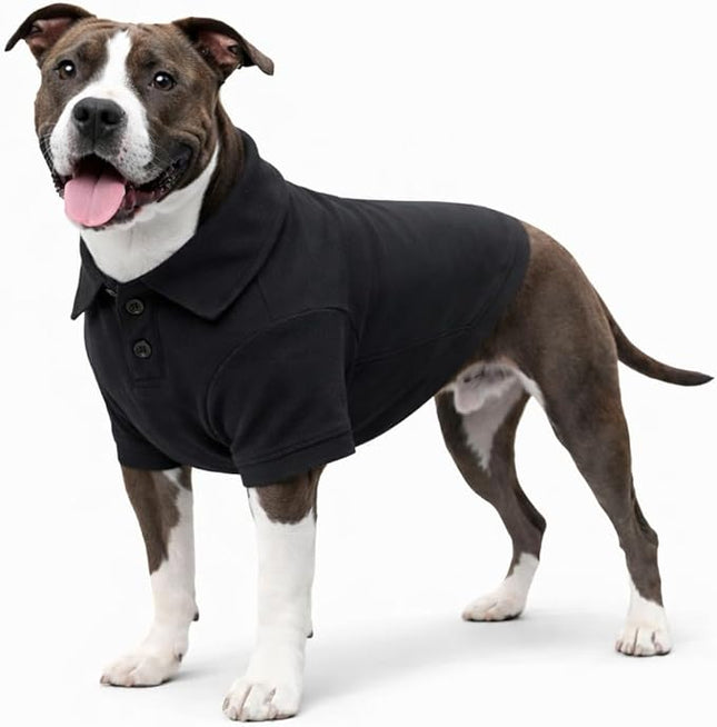 lovelonglong Basic Dog Polo Shirts Premium Cotton, Polo T-Shirts for Large Medium Small Dogs with a Two-Button Collar Blank Color Black XL