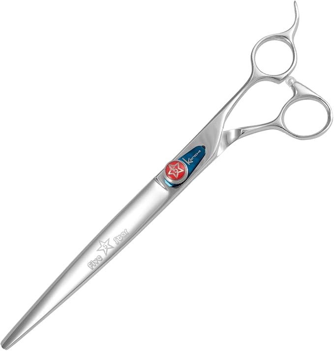 Kenchii Five Star Offset Handle Professional Dog Grooming Shears, 8 Inch Straight Shears, Light Weight, Heavy Duty Pet Grooming Scissor for Dogs, Cats