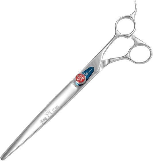 Kenchii Five Star Offset Handle Professional Dog Grooming Shears, 8 Inch Straight Shears, Light Weight, Heavy Duty Pet Grooming Scissor for Dogs, Cats