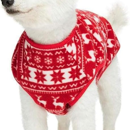 Blueberry Pet Dog Fleece Vest - Soft & Lightweight Ugly Christmas Sweater for Small Dogs, Award Winning Brand, 18" Back, Dog Christmas Sweater, Reindeer & Snowflake