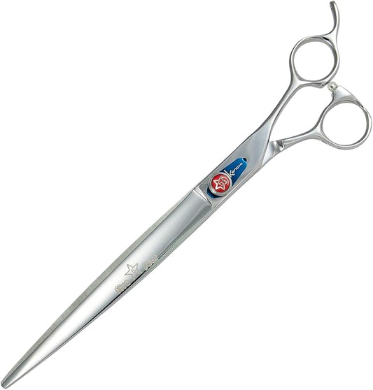 Kenchii Five Star Offset Handle Professional Dog Grooming Shears, 9 Inch Straight Shears, Light Weight, Heavy Duty Pet Grooming Scissor for Dogs, Cats