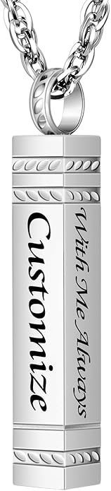 abooxiu Urn Necklace for Ashes Memorial Cremation Jewelry for Ashes Stainless Steel Ashes Jewelry Cube Ashes Necklace Bar Urn Pendant for Women Men