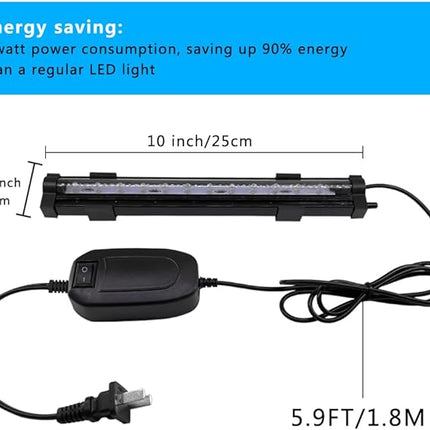 PULACO 2W Aquarium Fish Tank Air Stone with Automatic Color Changing LED Light (Length -10" for Small Fish Tank) for Aquarium Air Pump