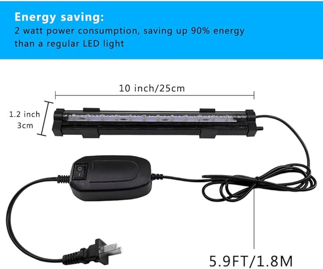 PULACO 2W Aquarium Fish Tank Air Stone with Automatic Color Changing LED Light (Length -10" for Small Fish Tank) for Aquarium Air Pump
