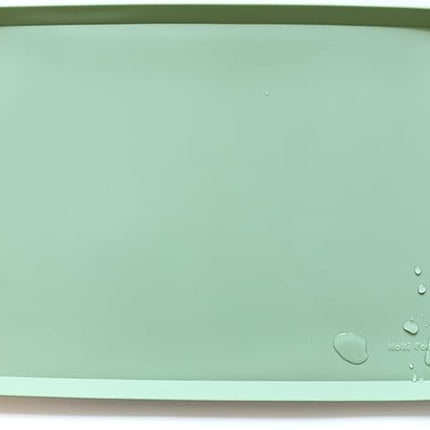 Hoki Found Silicone Non Slip Pet Food Mats - Bowl Placemat for Dogs Cats - Waterproof for Carpet - Jade