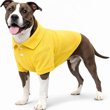 lovelonglong Basic Dog Polo Shirts Premium Cotton, Polo T-Shirts for Large Medium Small Dogs with a Two-Button Collar Blank Color Yellow XL