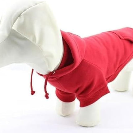 Lovelonglong Blank Basic Hoodie Sweatshirt for Dogs 100% Cotton Fits Small Medium Dachshund Large Dog Red D-S