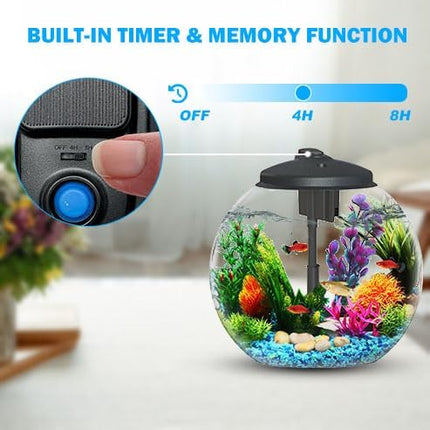 3-Gallon Fish Tank, Aquarium Starter Kit Includes Power Filter, LED Light with 5V Power Supply, and Full Hood, Ideal for Betta and a Variety of Tropical Fish, Impact-Resistant Plastic