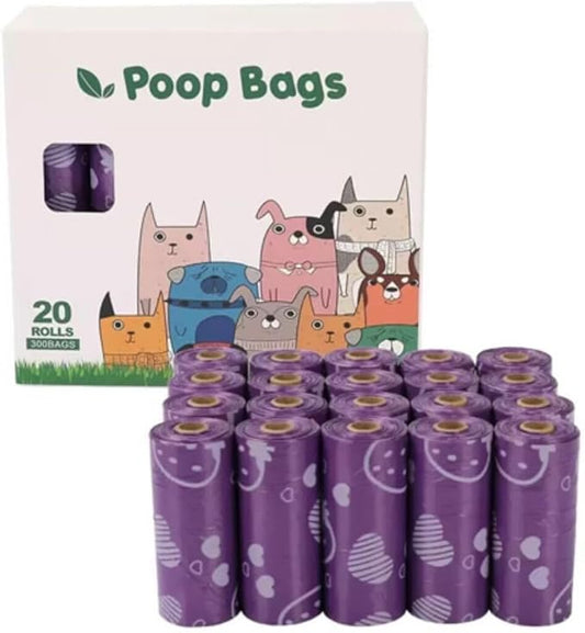 Zinkomens Dog Poop Bags, Lavender Scented, 300 Bags, 20 Rolls, (Purple)