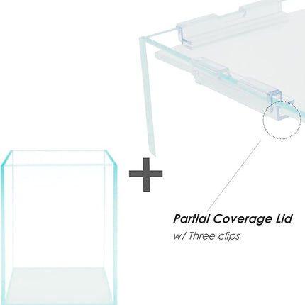 Nano Tall Rimless Frameless Extra Clear Glass Aquarium, Low Iron Glass Tank, 5mm Glass, White Leveling Mat Included, w/Lids Options