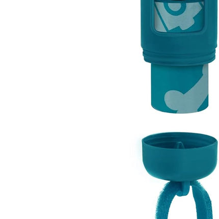 Best Pet Supplies Dog Poop Bag Holder Leash Attachment with 30 Bags, Reusable Dispenser for Travel, Walking, Park, and Outdoor Use, Durable with Clip-On - Turquoise, Pack of 2