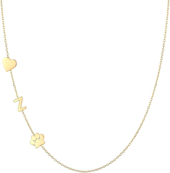 Personalized Sideways Paw Print and Initial Necklace, Dog Cat Mom Gift Pet Memorial Gifts Mothers Day for Women