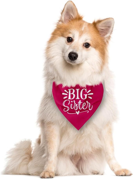 Big Sister Dog Bandana, Dog Bandana, Deep Pink Pet Dog Scarf Accessories, Pet Dog Triangle Scarf, Dog Bandana for Small Medium Dogs, Baby Announcement Dog Bandana, Dog Bandana Pet Scarf (M)