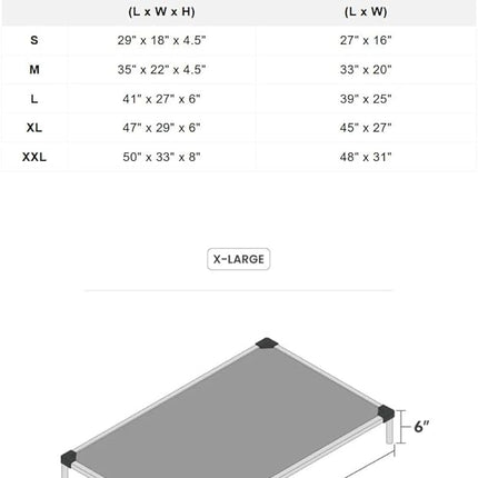 K9 Ballistics Chew Proof Elevated Outdoor Cooling Cot Bed for X Large Dogs - Virtually Indestructible, Preassembled, Withstands Aggressive Chewers - XL, Ripstop Sandstone