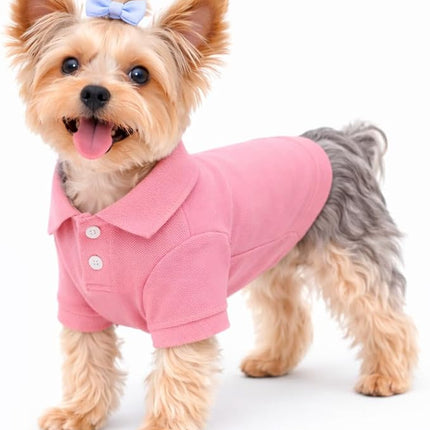 lovelonglong Basic Dog Polo Shirts Premium Cotton, Polo T-Shirts for Large Medium Small Dogs with a Two-Button Collar Blank Color Pink S