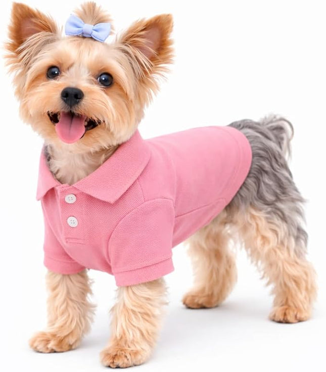 lovelonglong Basic Dog Polo Shirts Premium Cotton, Polo T-Shirts for Large Medium Small Dogs with a Two-Button Collar Blank Color Pink XS