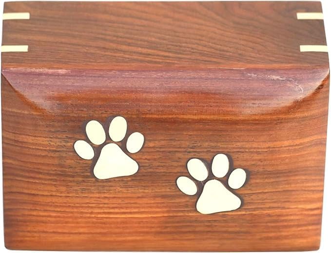 Paw Print Pet Memorial Keepsake Cremation Urns for Ashes Pet Urn Wood Keepsake Box Urns for Cat Dogs Ashes | Cat Memorials