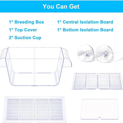 Fish Breeding Box Aquarium Holding Tank Transparent Fish Isolation Box Acclimation Hatchery Incubator Breeder for Betta Shrimp Clownfish Guppy Large