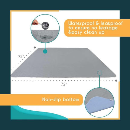 rocket & rex Premium XXL Non-Slip Washable Pee Pad for Dogs, Waterproof & Reusable Puppy Pad for Potty Training, Whelping, Travel, Lining Playpens & More, 72" x 72" (Pack of 1)