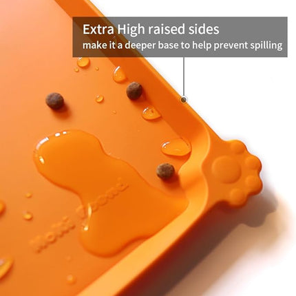 Hoki Found L Silicone Non Slip Pet Dog Cat Bowl Mats - Placemat - Feeding Mat - Waterproof - For Carpet - Orange