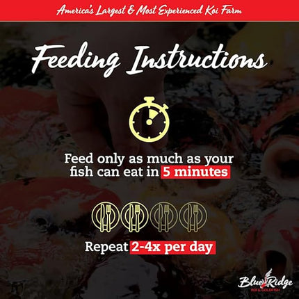 Blue Ridge Koi Fish Food 14lb - Koi Food Color Growth Formula, Goldfish Food, Premium Fish Food for Ponds, Ponds Fish Food, Floating Pond Pellets