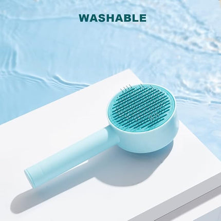 Cat and Small Dog Deshedding Brush with Release Button for Removing Loose Hair, Tangles, and Promoting Skin Friendliness
