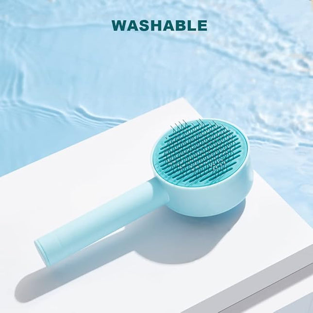 Cat and Small Dog Deshedding Brush with Release Button for Removing Loose Hair, Tangles, and Promoting Skin Friendliness