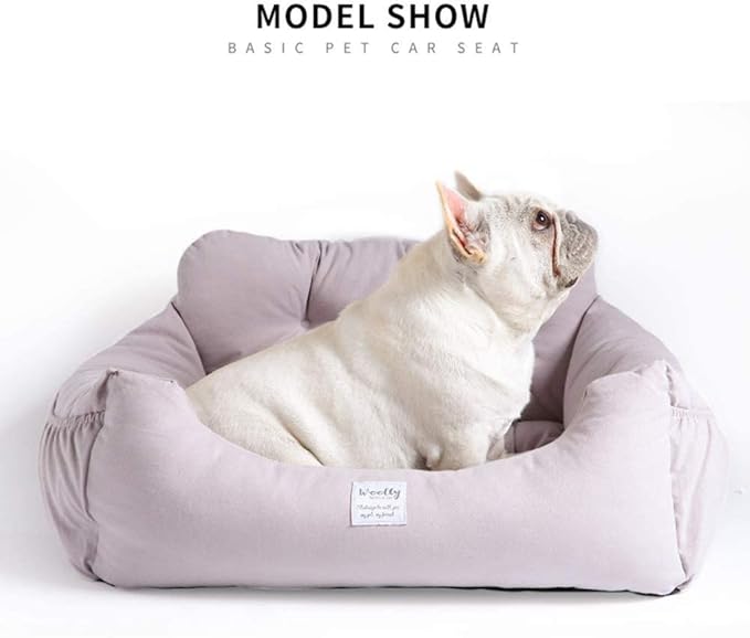 Aidou Dog Booster Seat for Small to Large Dogs & Cats, Travel Safety Seat with Storage & Dual-use Car & Home (Small Red Stripe)